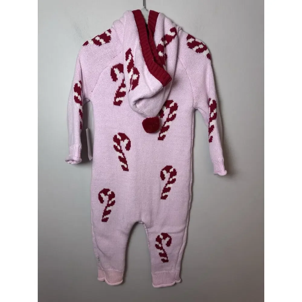 Sammy & Nat Pink Candy Cane Kids sweater One Piece 6-12 Months NWT